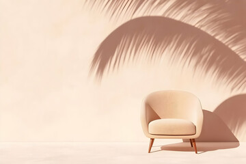 Beige armchair, palm shadow, room, relaxation