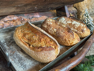Whole wheat bread baked in a wood-fired oven