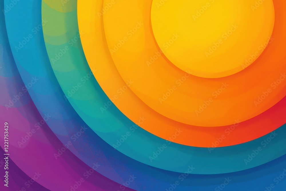 Poster vibrant rainbow circular abstract background design colorful overlapping layers gradient hues