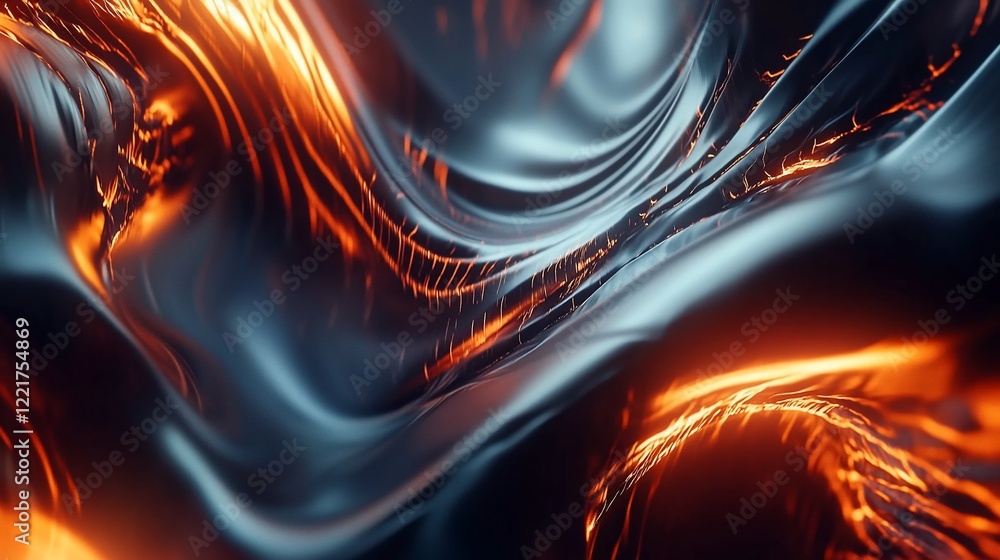 Poster abstract liquid with flowing waves of light and dark gradient shades for a smooth look
