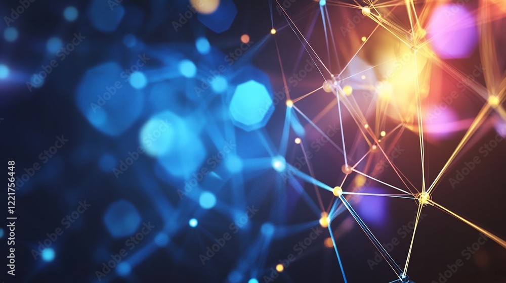 Aufkleber abstract geometric network of interconnected lines and points with glowing elements
