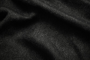 Fototapeta premium A simple and elegant black fabric background with soft folds and texture, creating a luxurious and minimalistic atmosphere.