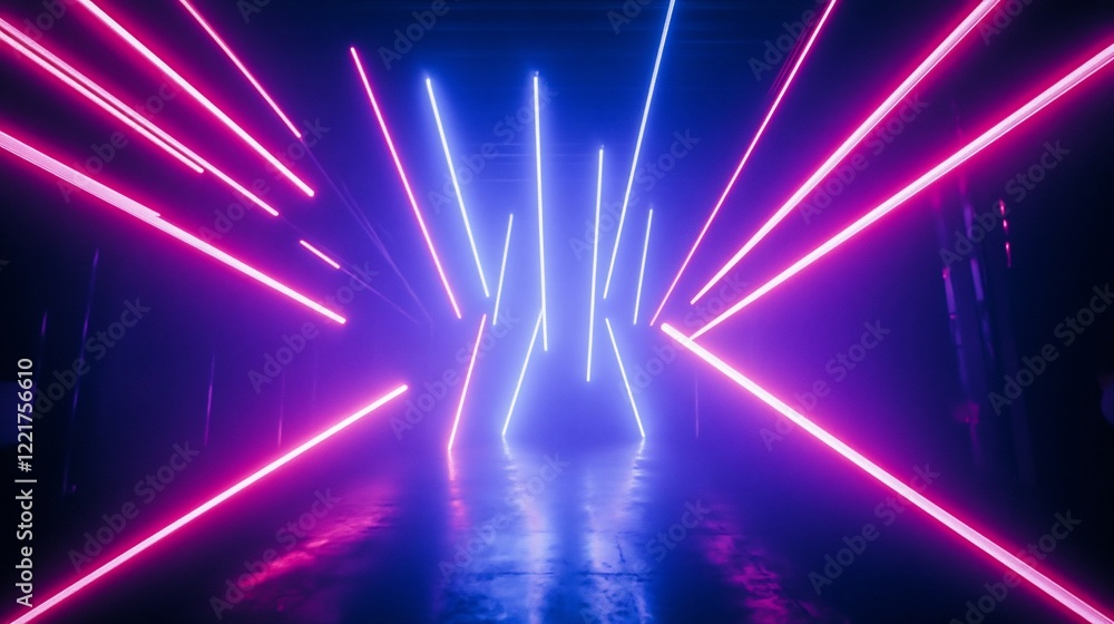 Poster dynamic light technology design with light beams and glowing effect for futuristic concepts