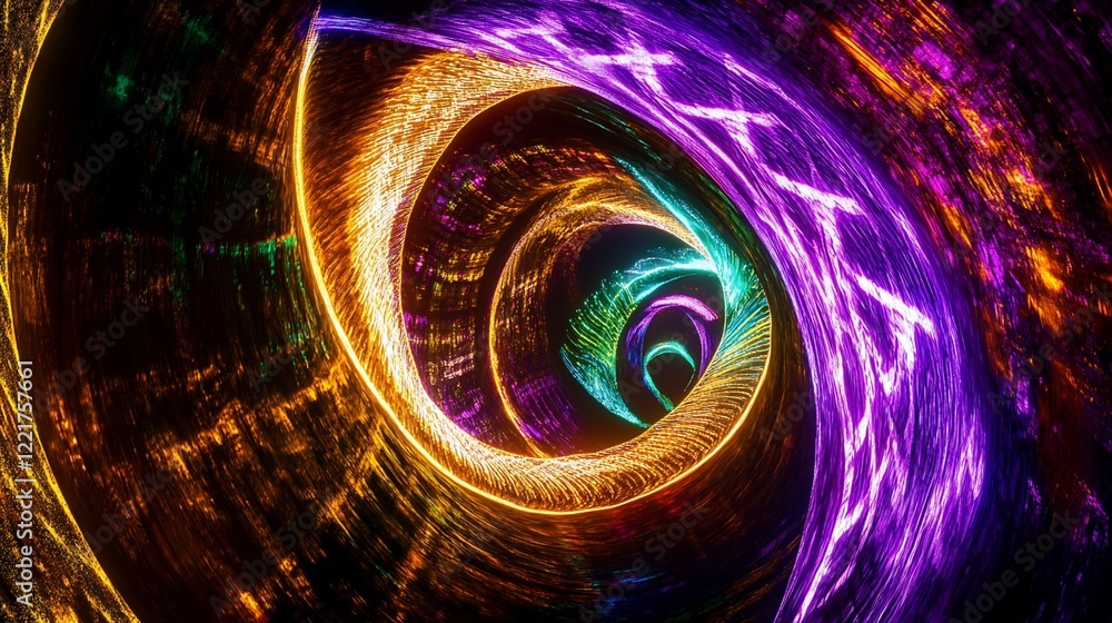 Aufkleber abstract luminous tunnel with gradient lights creating a vortex in digital space