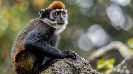 De Brazza's monkey, Cercopithecus negligent, rare animal in its natural habitat, AI generated image