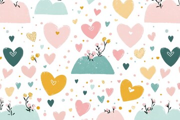 Seamless Pastel Hearts Pattern Cute Love Design Romantic Floral Background Valentine s Day Texture