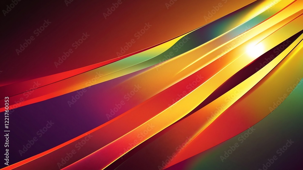 Poster abstract flowing lines with vibrant colors and light effect background design