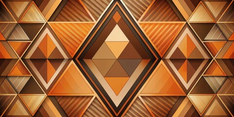 Geometric shapes in brown and orange hues create a triangle pattern with bold lines and sharp angles, evoking a sense of modernity and dynamism , geometric, triangles