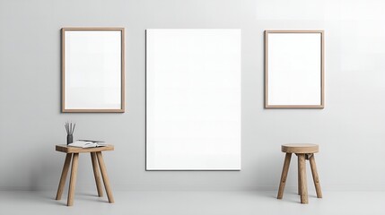 Minimalist A3 Poster Mockup on Neutral Wall