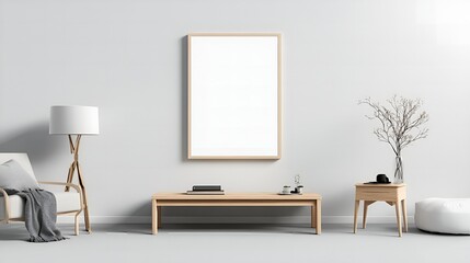 Minimalist A3 Poster Mockup on Neutral Wall
