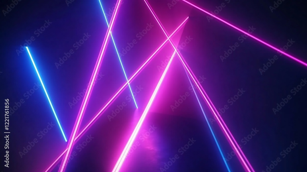 Aufkleber abstract neon light lines intersect on a dark background creating futuristic effect