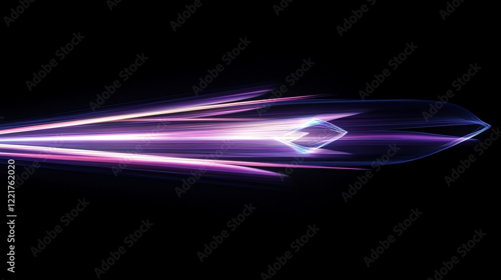 Poster abstract light trails with a central diamond shape on a black background
