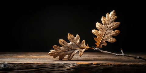 A dark silhouette of a tree branch with intricate oak leaf patterns against a black background, rustic decoration, tree details
