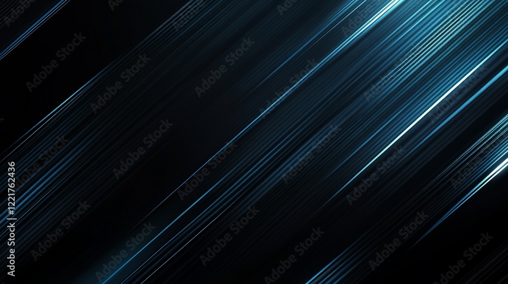 Poster abstract blue lines and diagonal movement on dark background digital art