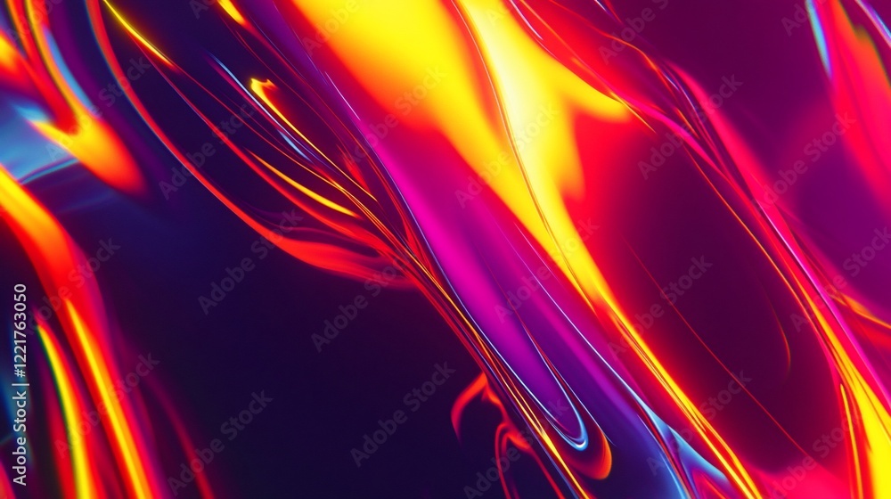 Poster abstract fluid art with vibrant colors and dynamic light patterns, full of energy and flow