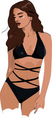 Sexy girl in bikini, vector illustration