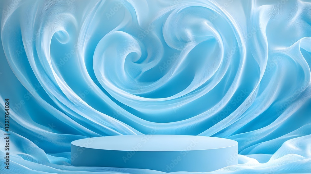 Aufkleber a podium placed in front of a soft blue background with swirling patterns, evoking a sense of calm a