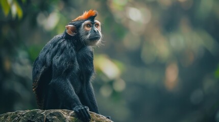 Obraz premium De Brazza's monkey, Cercopithecus negligent, rare animal in its natural habitat, AI generated image