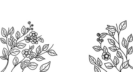 Luxurious botanical background with trendy and Minimalist wildflowers for wallpaper, wedding decoration and Wedding Card. Hand Drawn Style © Faiz Grafis
