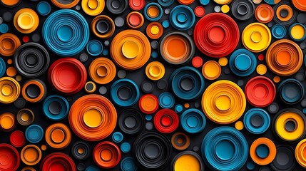 Colorful layered circles abstract art design