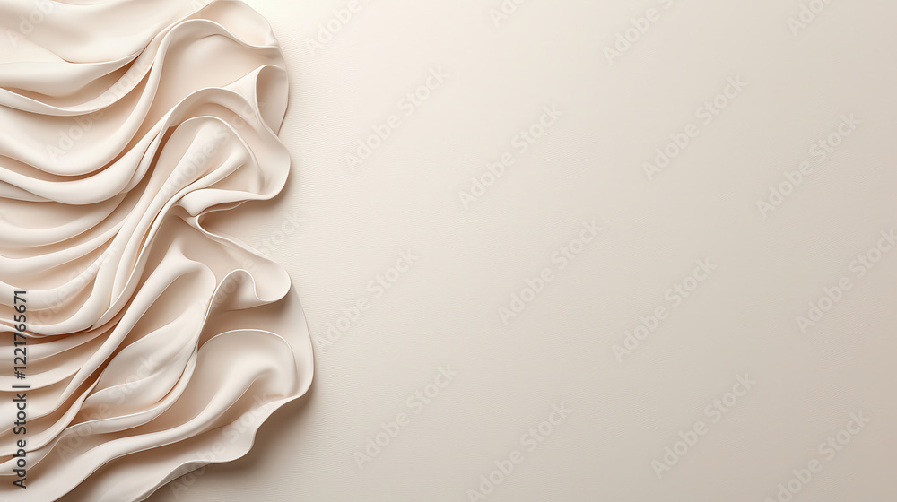Poster Soft cream colored backdrop with smooth flowing lines creates elegant and serene atmosphere, perfect for various design applications