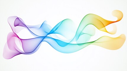 Abstract colorful flowing wave pattern design on white background with fluid lines