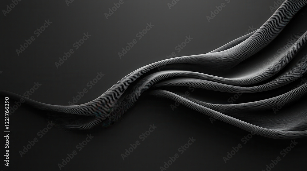 Poster smooth black backdrop with gentle flowing abstract design creates serene atmosphere. elegant curves and lines evoke sense of calm and sophistication