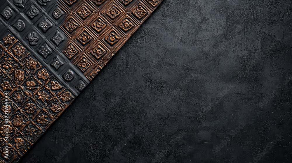 Poster Textured black and grey background with intricate patterns, creating sophisticated and elegant atmosphere. Perfect for design projects or artistic presentations