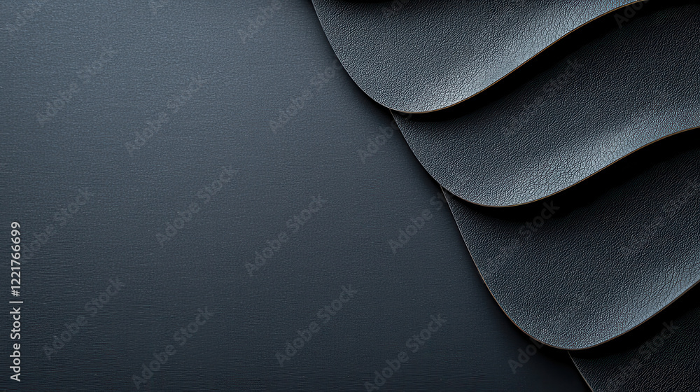 Poster Textured black and grey background with layered curves, creating sophisticated and modern aesthetic. Ideal for design projects or as backdrop for various applications
