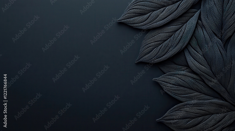 Aufkleber textured black leaves on dark background create serene and elegant atmosphere. this design is perfec