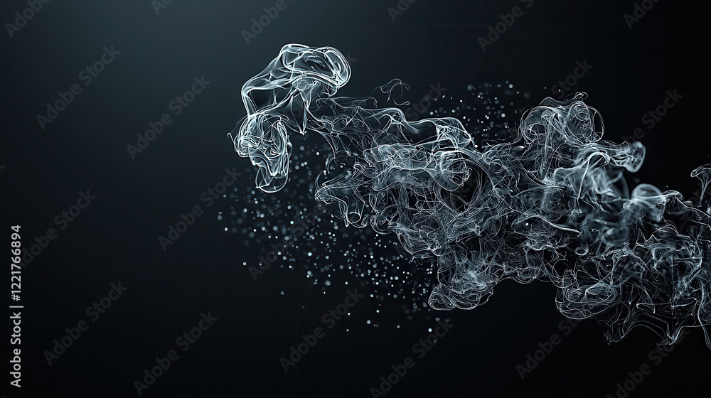 Aufkleber soft blurred pattern of smoke on black background creates ethereal atmosphere, evoking sense of mystery and calm. delicate wisps and particles enhance visual appeal
