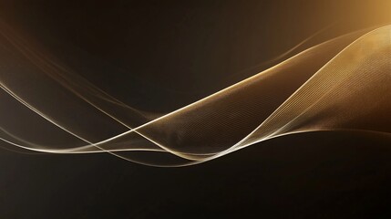 Abstract golden lines waves on a dark background shimmering texture wallpaper