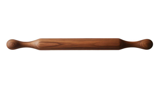 A wooden rolling pin on a png background