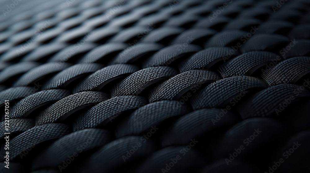 Poster Textured black surface with woven geometric patterns, creating modern and sophisticated look. intricate design adds depth and visual interest to any setting