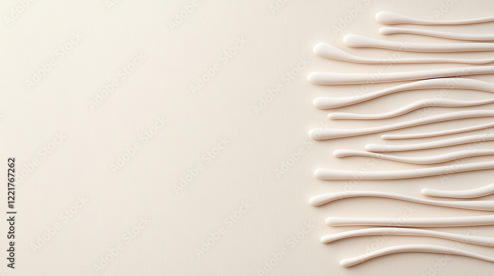 Poster Soft cream background with graceful, flowing lines creating serene and elegant composition. gentle curves evoke sense of calm and simplicity