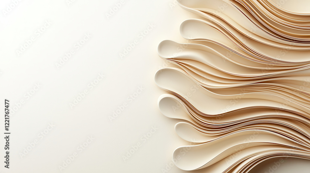 Aufkleber Flowing patterns of light colored paper create serene and elegant design. soft curves and smooth texture evoke sense of calm and creativity