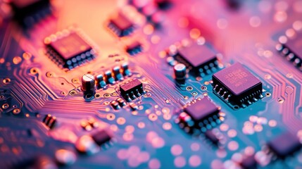 Intricate Circuit Board: A Close-Up View of Electronic Components