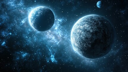 Fototapeta premium Stunning Cosmic Scene with Planets and Nebula in Deep Space