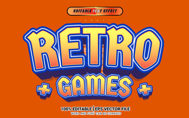 3d retro game cartoon kids text effect