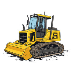 Fototapeta premium Heavy-Duty Yellow Bulldozer Illustration on a white background.