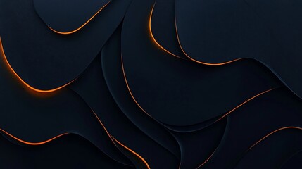 Abstract dark background with flowing orange lines and curves for creative projects
