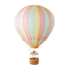Naklejka premium Whimsical Pastel Hot Air Balloon Art with Transparent Background