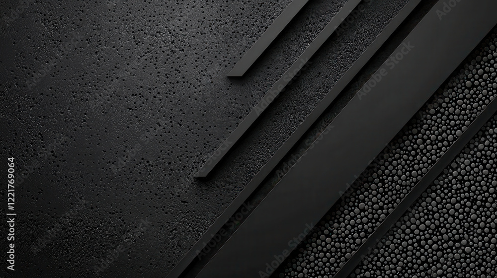 Poster Abstract black and grey background featuring layered textures and patterns, creating modern and sleek design. Ideal for various creative projects