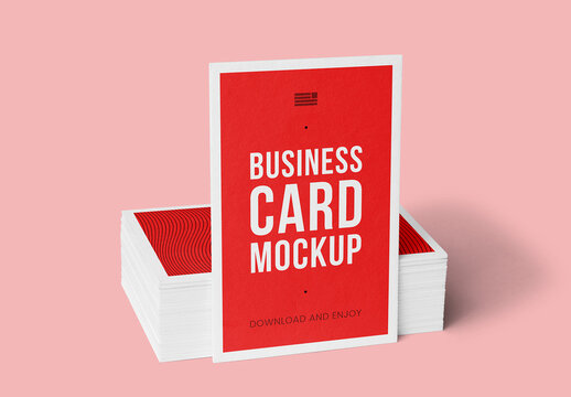 Vertical Business Card Stack Mockup