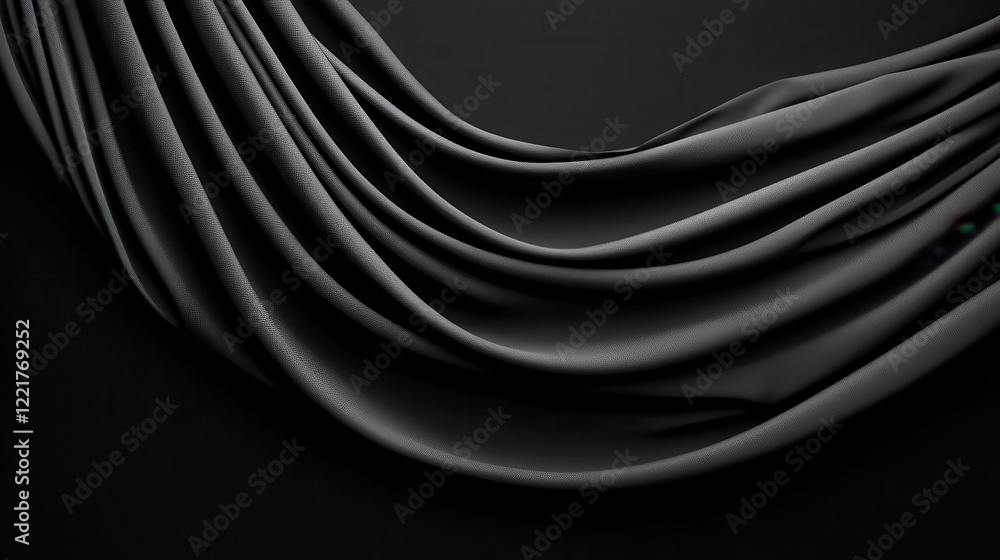 Leinwandbilder elegant black fabric draped softly, creating smooth flowing patterns and textures. rich, dark tones 