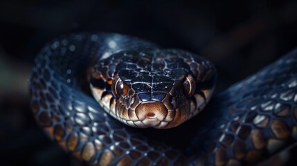 Fototapeta premium Close-up portrait of a poisonous snake in its natural habitat, AI generated image