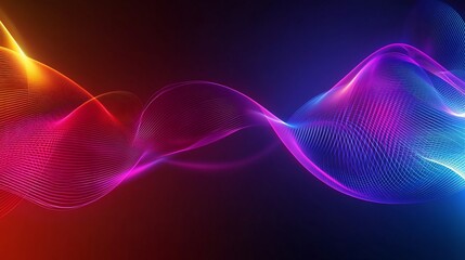 Abstract flowing digital art with vibrant colors and dynamic line patterns on a dark background