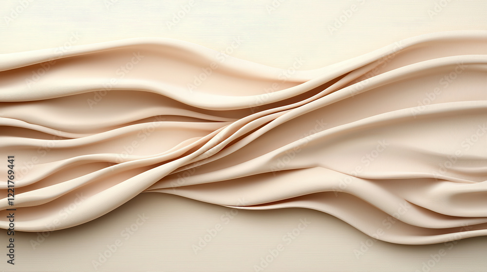 Poster soft, flowing cream colored fabric with elegant waves and subtle texture creates light and airy back