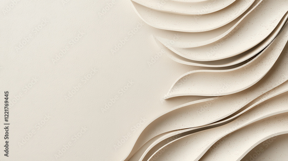 Aufkleber Minimalist cream background with elegant wavy patterns, perfect for modern design projects. soft texture adds touch of sophistication and warmth