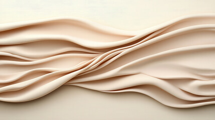 Obraz premium Soft, flowing cream colored fabric with elegant waves and subtle texture creates light and airy backdrop, perfect for various design applications